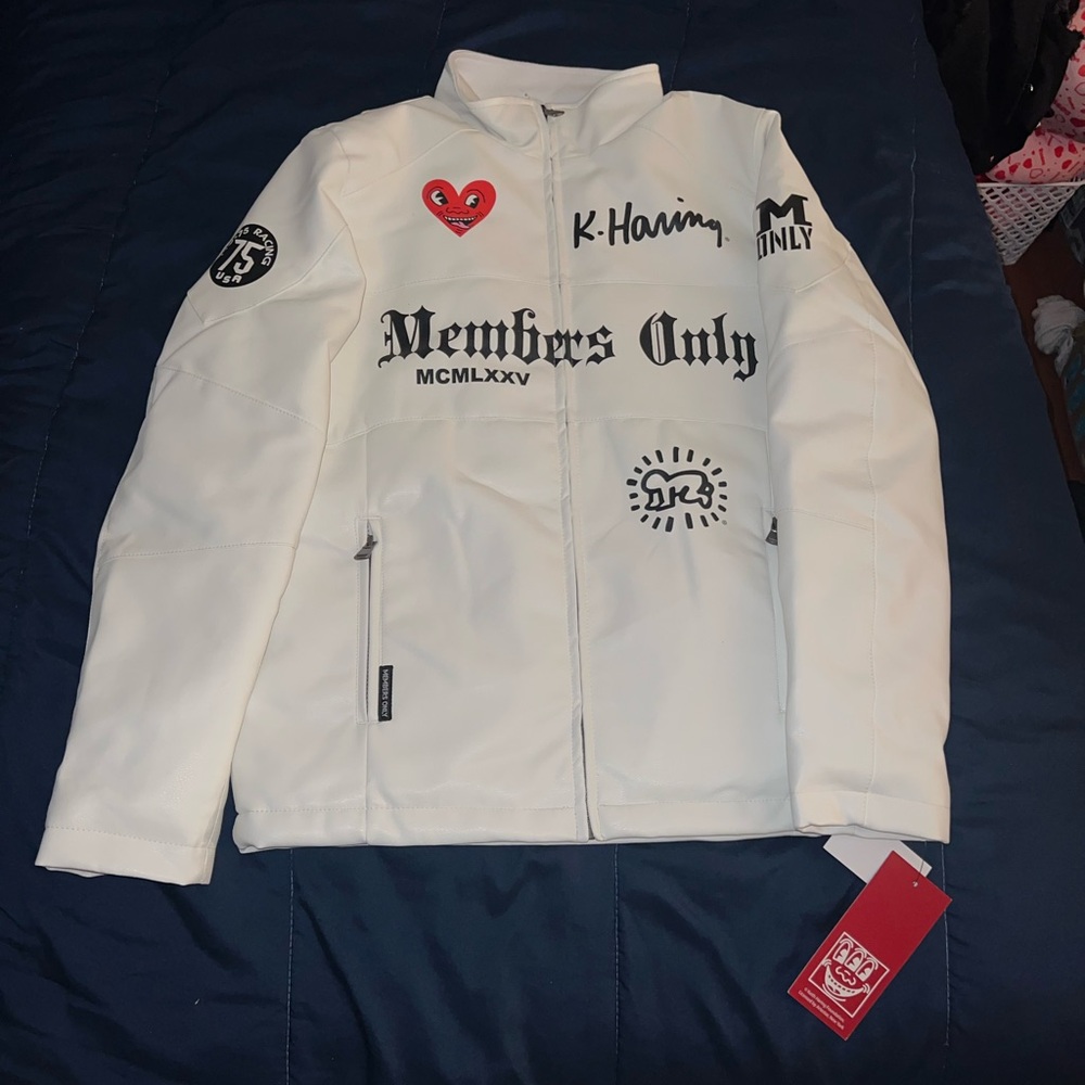 Members Only Men's Keith Haring Graphic Faux Leather Jacket
